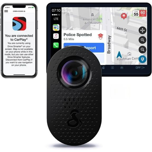 Cobra SC110 QHD Dash Camera, Live Alerts, CarPlay   Android Auto Compatible Dash Cam