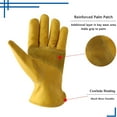 thumbnail image 2 of HANDLANDY 2 Pairs Cowhide Leather Work Gloves for Men Women,Adjustable Wrist, Puncture and Cut Resistant, Rigger Glove for Driver, Yardwork, Gardening (XL, Yellow), 2 of 5