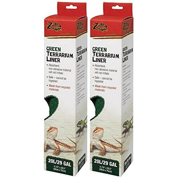 (2 Pack) Zilla Reptile Terrarium Bedding Substrate Liner, Green 29