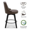 thumbnail image 4 of CHITA 26 inch Swivel Upholstered Counter Height Bar Stools with Tufted Back Set of 2, Faux Leather in Chocolate Brown, 4 of 8