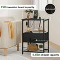 thumbnail image 5 of Eunos Black Nightstand with Charging Station and LED, Small Dresser with Drawer and Storage Shelfs for Bedroom, 5 of 9