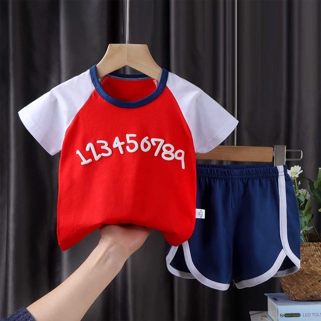 Shorts pour Bébé Garçon, Pantalons pour Bébé Garçon, Ensemble de Shorts à Manches Courtes et Col Rond Imprimé Mignon pour Bébé Garçon