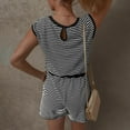 thumbnail image 4 of QATAINLAV Women's Summer Casual Rompers Fashion Striped Onesie Shorts Overalls Drawstring Waist Tank Jumpsuits One Piece Outfits Black XXL, 4 of 5