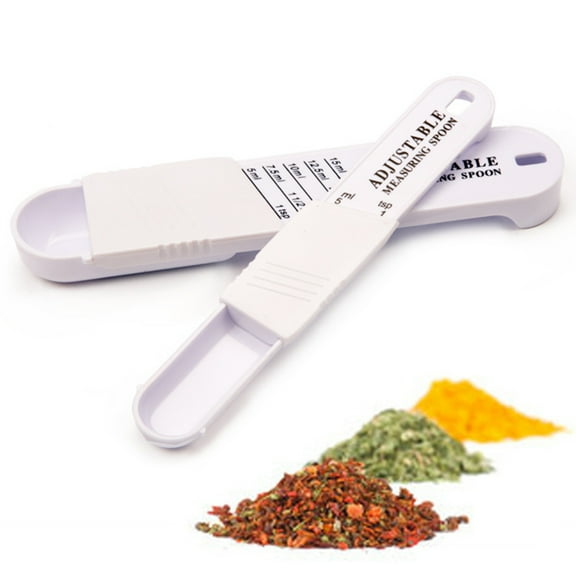 SPRING PARK Measuring Spoon Set, 2Pcs Plastic Adjustable Kitchen Tool Seasoning Spoons for Solid Powder Liquid for Baking Cooking Kitchen