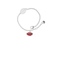 thumbnail image 2 of Delight Jewelry Silvertone Small Translucent Red Lips - Silvertone Leaf Delicate Bracelet, 6.25+1.75", 2 of 4