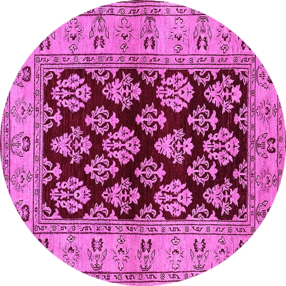 Ahgly Company Indoor Round Oriental Pink Industrial Area Rugs, 5' Round