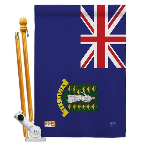 Breeze Decor BD-CY-HS-108337-IP-BO-D-US15-BD 28 x 40 in. British Virgin Islands Flags of the World Nationality Impressions Decorative Vertical Double Sided House Flag Set with Pole Bracket Hardware