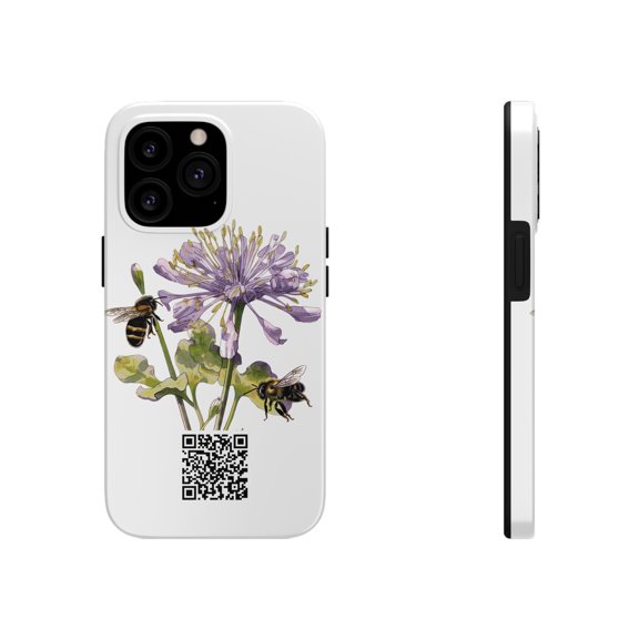 Tough Phone Cases with PingTag QR Code Wildflower Print lifetime membership