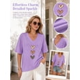 thumbnail image 5 of Mengpipi Women's Tops Summer Short Sleeve V-Neck Loose Fit Romantic Heart Patchwork Sweet Blouses M-5X, 5 of 9