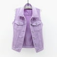 thumbnail image 2 of Mifelio Denim Vest, Vest Top Loose Women's Denim Jacket Shirt Sleeveless Solid Color Denim Women's Blouse Denim Top Denim Jackets for Women Purple L, 2 of 8