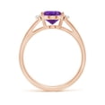 thumbnail image 2 of ANGARA Natural Oval 1.6 ct Amethyst with Diamond Collar Solitaire Ring in 14K Rose Gold for Women (Size-9x7mm) | February Birthstone, Anniversary, Jewelry Gift for Women | Natural Amethyst Ring, 2 of 9