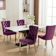 thumbnail image 4 of Modern Solid Wood Dining Chairs With Velvet Upholstery In Purple And Legs, Of 2 Graceful Trim Nailhead, 4 of 6