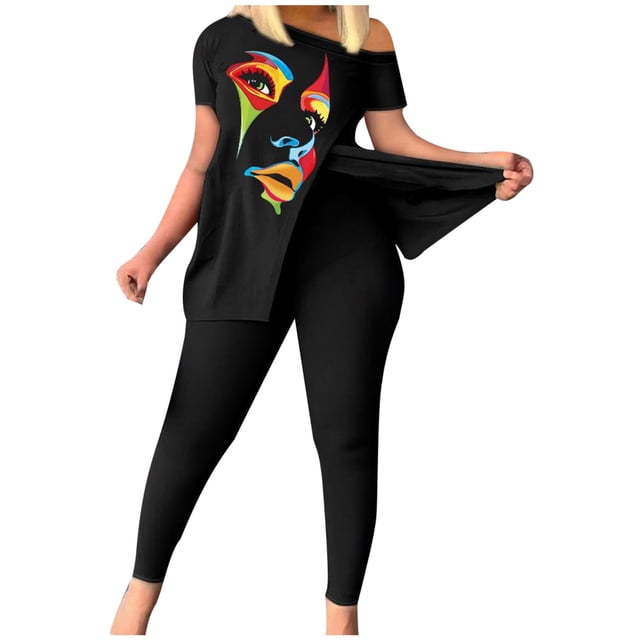 Cameland Ensemble Costume Femme Été Décontracté Deux Pièces Col Rond Haut/chemise Ensemble Manches Courtes Pantalon Impression Mode