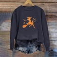 thumbnail image 4 of qelini Crewneck Sweatshirts Women Graphic Halloween Long Sleeved Sweatshirt Oversized Cute Ghost Print Spooky Season Holiday Party Sweater Fall Winter Pullover Top Dark Gray L, 4 of 5