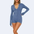 thumbnail image 5 of BSDJILFG Pajamas for Women Onesie Ribbed Knitted Long Sleeve U-Neck Bodycon Short Rompers Button-down Stretchy One-Piece Bodysuit Overalls Sleepwear Activewear, 5 of 9