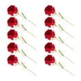 thumbnail image 1 of Bewildely 10 Uds. De flores artificiales de clavel, flor falsa de una sola cabeza con hojas verdes, flores para boda, hogar, sala de estar, Decoración Rojo, 1 of 6