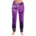 thumbnail image 2 of Hearthz Halloween Print Women's Pajama Pants Ghost Pumpkin Bat Print Jogger Lounge Pants Elastic Waist Lounge Pants Women with Cuffed Ankles, 2 of 6