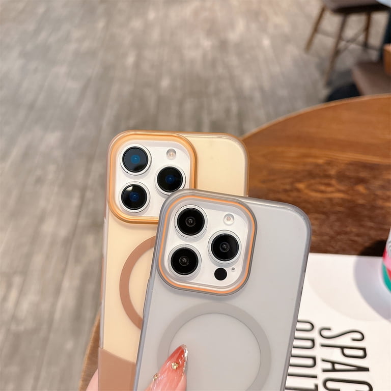 for iPhone 14 Case Magnetic Phone Case Compatible with MagSafe, Soft TPU  Bumper Hard Translucent Matte Back Slim Fit Shockproof Protective Case  Cover ...