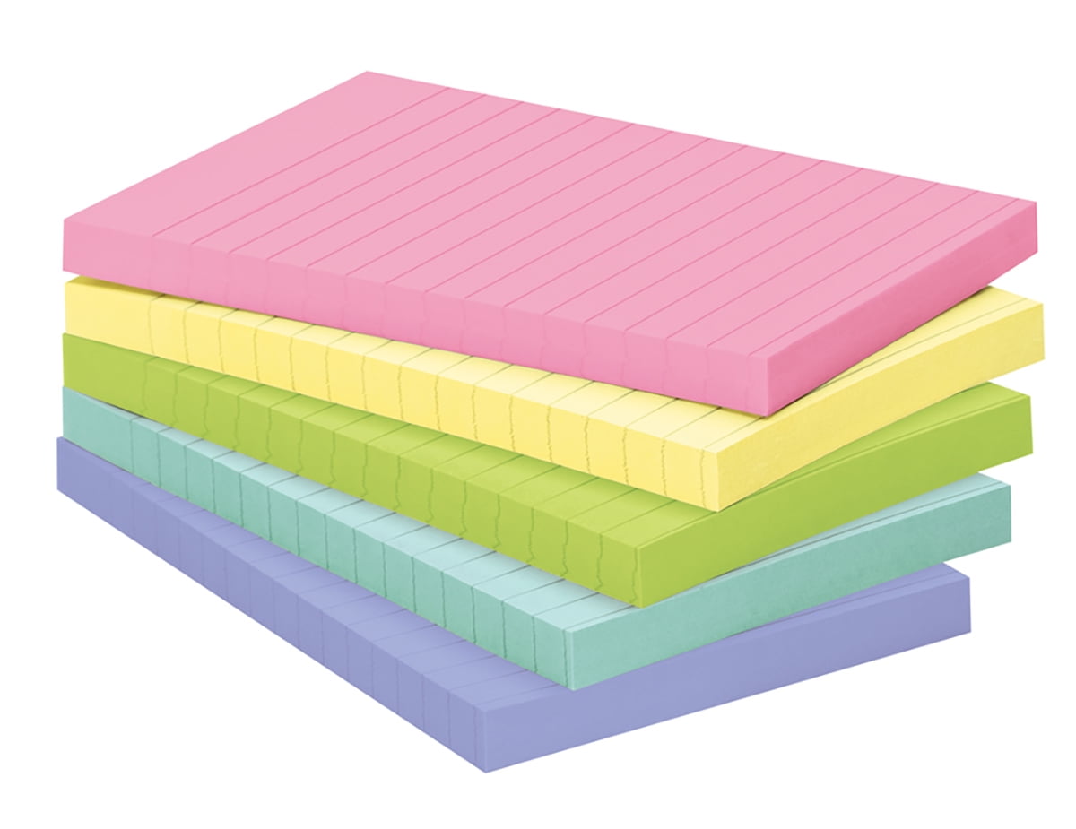 Product of Postit 4" x 6" Notes, 5 pk./100 ct. Pastel Sticky Notes