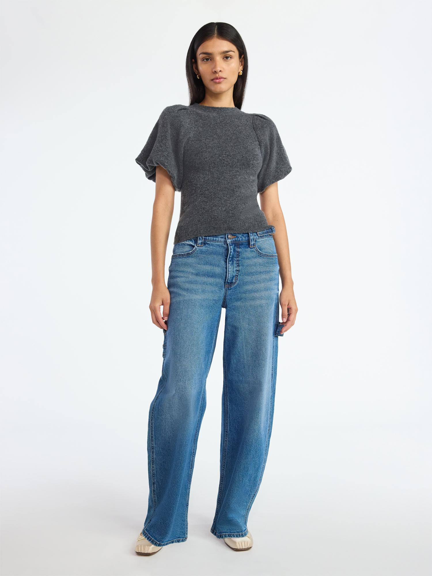 Scoop Women's and Women's Plus Sweater Top with Puff Sleeves, Lightweight, Sizes XS-4X