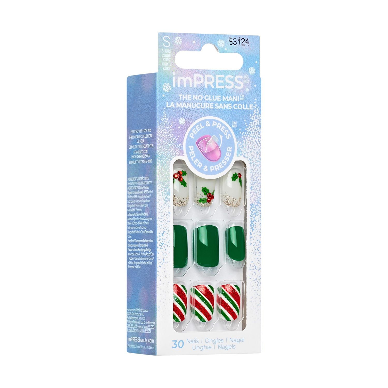 imPRESS Holiday Press-On Nails - Short Length - Square Shape - 30 Ct.