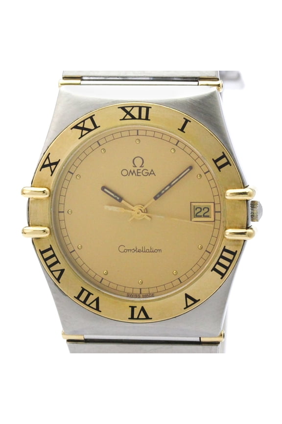 Pre-Owned OMEGA Constellation 18K Gold Steel Quartz Mens Watch 396.1080 Polished