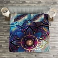 thumbnail image 3 of Ambesonne Leaf Quilted Bedspread Set 3 Pcs, Diagonal Gradient Lotus, King Size, Multicolor, 3 of 3