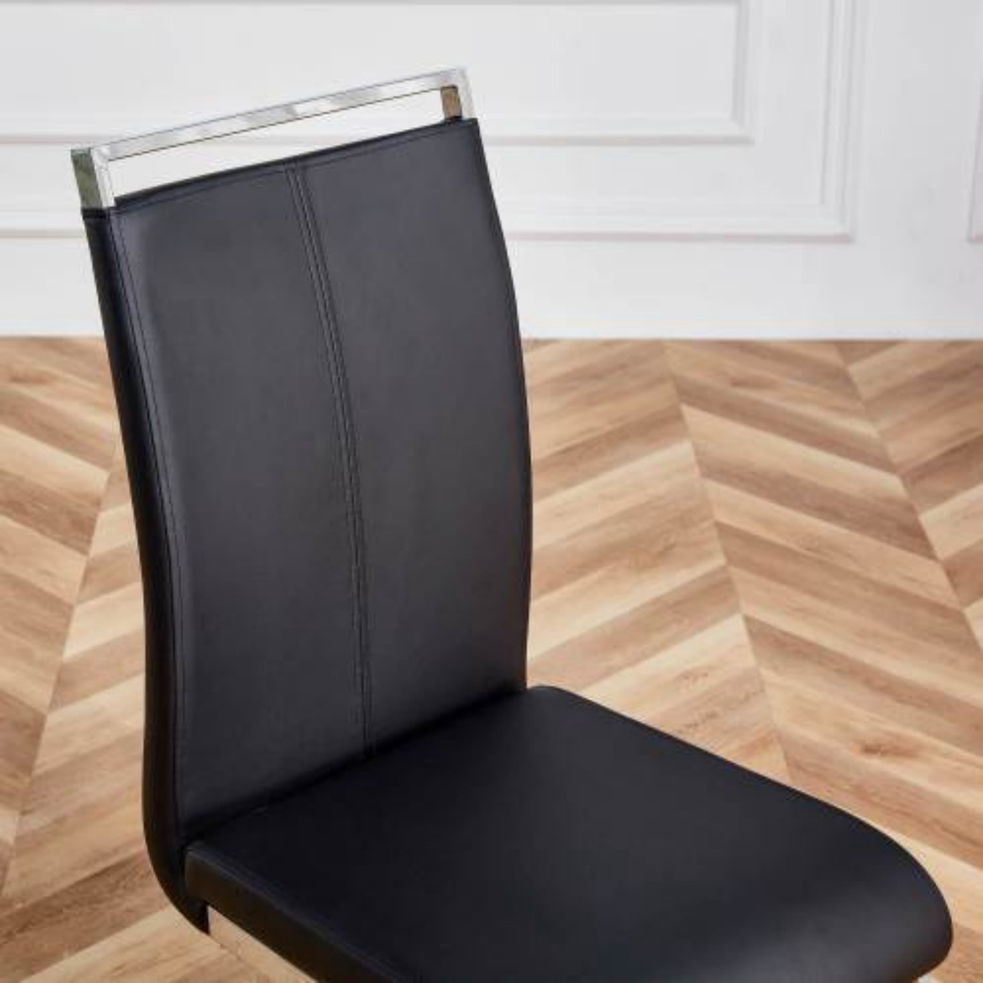 TesNus Modern Dining Chairs Set of 4, Side & Kitchen Chairs with Faux Leather Padded Seat, High Back, for Dining, Kitchen, Living Room - Black
