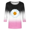 thumbnail image 4 of QATAINLAV Hauts à Manches 3/4 pour Femmes, Mode 2025, Blouse à Imprimé Dégradé, T-Shirts Graphiques Floraux Mignons, Col Rond Décontracté d'Été, Soldes Prime, Blanc TG, 4 of 6