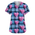 thumbnail image 2 of Petite Scrubs For Women,Women's Fashion V-Neck Nursing Top Valentine's Day Print Short-Sleeve Nursing Scrub Top with Pockets - Blue - XXXXL, 2 of 5