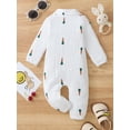 thumbnail image 4 of Michellecmm Baby Boys Autumn Jumpsuit Long Sleeve Lapel Carrot/Cactus Print Button Up Romper, 4 of 9