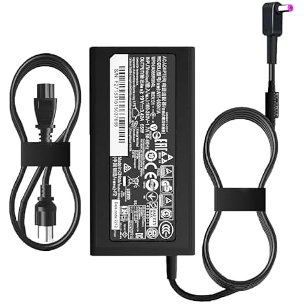 wonima11 65W 45W AC Charger Compatible with Acer Aspire E1 E3 E5 E11 E14 E15 E17 ES1 F15 Acer Aspire 3 Aspire 5 Acer Aspire V3 V5 V7 VN7 V15 Aspire R3 R7 S3 19V 3.42A A11-065N1A Laptop Power Adapter