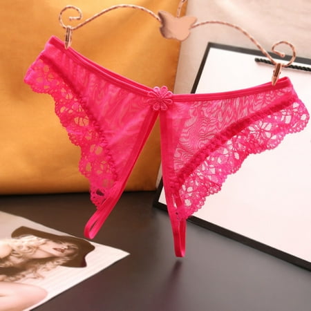 DondPO Womens Underwear Panties for Women Open Panties Sexy Underwear Underpants Low Crotch Women s Lace Briefs Waist Lingerie for Women Seamless Underwear Crotchless Panties Hot Pink One Size