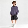 thumbnail image 2 of Kids Striped Sweatshirt Long Sleeve Stretch Crewneck Pullovers for Boys (Purple), 2 of 4