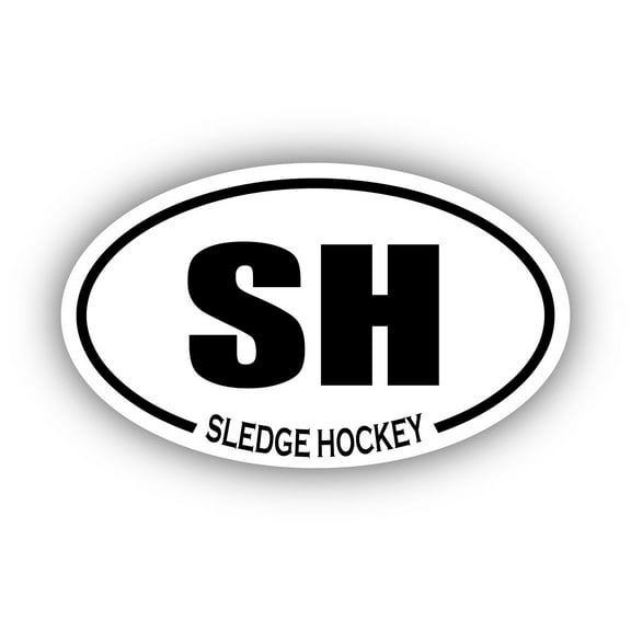 Sledge Hockey SH Oval Bumper Sticker 3M Vinyl Decal 3 in x 5 in