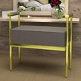 thumbnail image 3 of Modern Upholstered Bench Seat with Gold Frame,Ottoman Bench with Armrests, Entryway Bench Living Room Foot Rest Stool,Footrest Foot Stool with Sturdy Metal Frame, 3 of 8