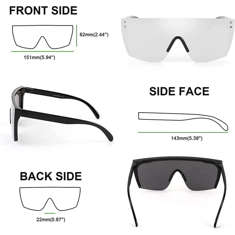 FEISEDY Oversized Rimless Mirrored Sunglasses for Women Men 2021 Flat Top  Shield Wrap Square UV400 B2761… 