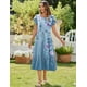 thumbnail image 5 of Vestido midi Zeagoo Aline Flowy Swing para mujer, azul Floral-2, 5 of 6