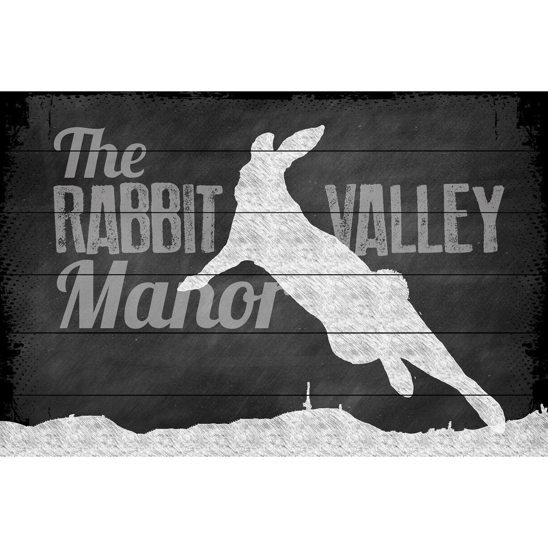 Marmont Hill "Rabbit Valley Manor" Painting Art Print On White Wood, 45.0" x 1.5"