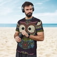 thumbnail image 4 of Wukai Boho Owl Print Men's Short-Sleeved Mesh T-Shirt,Quick-Dry Short Sleeve Workout T-Shirt-X-Small, 4 of 8