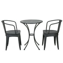 GDF Studio Tottenham Outdoor Iron Bistro Set, Black Sand