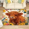 thumbnail image 1 of 2x3 Rug, Highland Cow Door Mat Washable Non Slip Soft for Entryway, Cute Farmhouse Animal Rug, Floral Highland Cattle Carpet, Highland Cow Home Decor & Gifts, 1 of 7