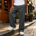 thumbnail image 2 of Basysin Mens Sweatpants Mens Big and Tall Sweatpants Plus Size with Pockets Drawstring Pants Casual Loose Solid Comfort Elastic Waist Jogger Hiking Trousers, 2 of 7