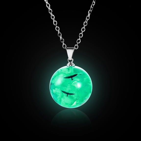 KDSJSXW Silver Necklaces Luminous Nature Sky White Cloud Eagles Resin Transparent Ladies Necklace Jewelry Gift Simple Gold Necklace Gold Chain Necklace Women Rose Gold Necklaces for Women(B,One Size)
