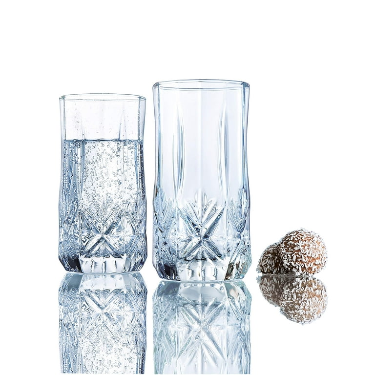Le'raze Elegant Highball Glasses {Set Of 12} Clear Heavy Base Tall Bar  Glass, 16-oz} Drinking Glasses for Water, Juice, Beer, Wine