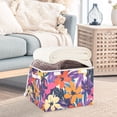 thumbnail image 3 of Yayeee Collapsible Cube Storage Bin with Lid Fabric Closet Decorative Basket with Handles, Colorful Painted Flowers Pattern, 3 of 7