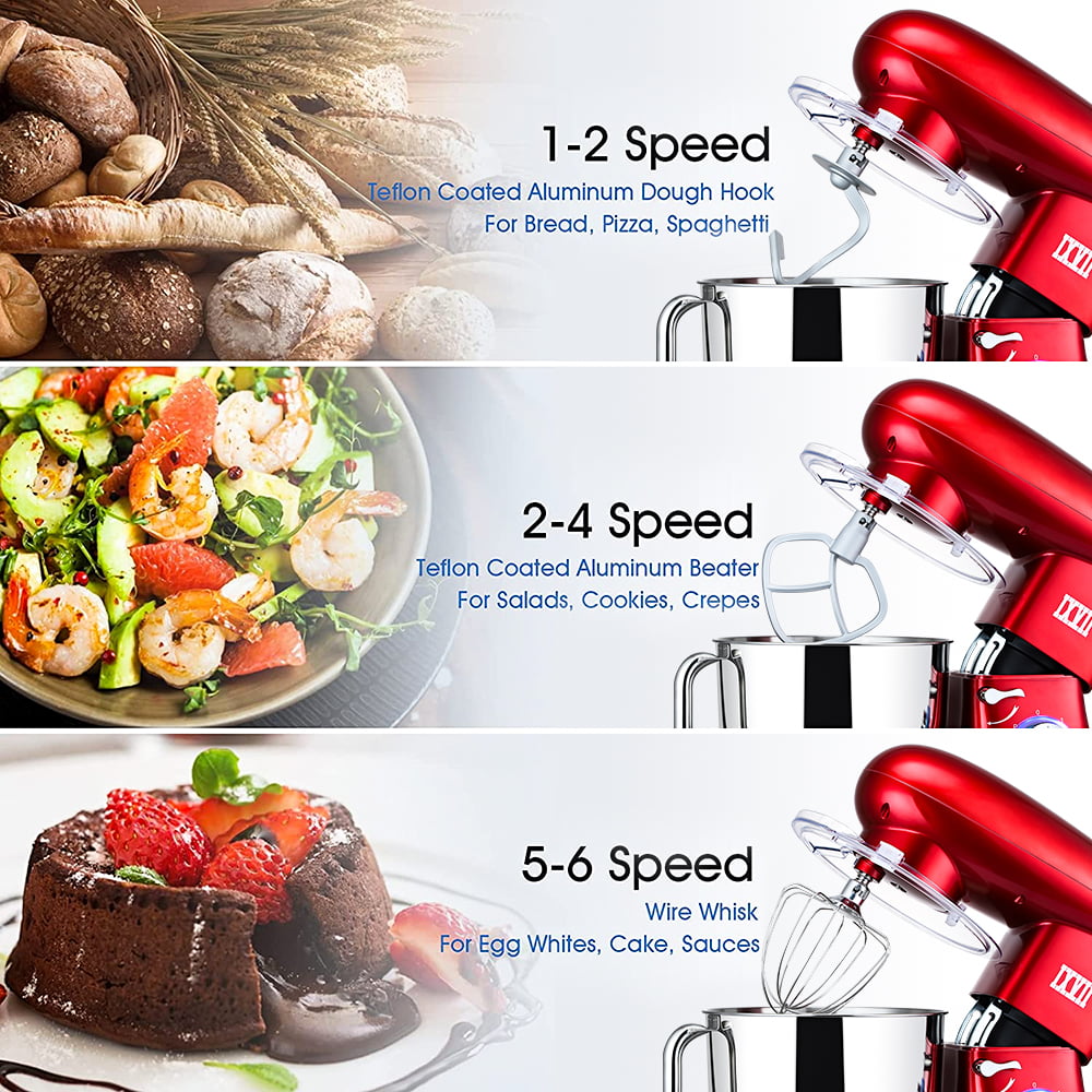 7-Speeds Electric Stand Mixers Cake Mixer with 2L Bowl for Baking Egg Whisk  Electric Whisk for Kitchen Baking Cake Ice Cream Food Beater with 2X Dough