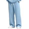 thumbnail image 2 of Wutalume Men's Solid Color Loose Fit Wide Leg Sweatpants, Casual Fashion Joggers with Elastic Waistband and Drawstring for Lounge, Streetwear, and Everyday Comfort,Sky Blue 2XL, 2 of 7