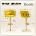 thumbnail image 3 of MOONMISS Bar Stools Set of 2, Adjustable Swivel Barstools, Velvet Counter Height Bar Chair with Back and Footrest for Kitchen Island Dining Room Café Pub,Yellow, 3 of 5