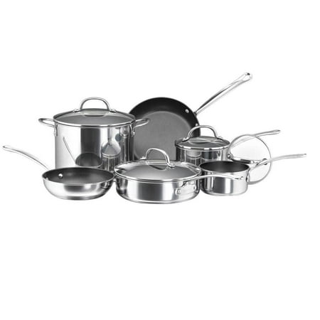 

Millennium 10-Piece Stainless Steel Nonstick Cookware Set in Stainless Steel and Black